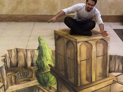 نقاشی سه‌بعدی بادگیر یزد