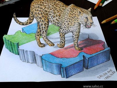 نقاشی سه بعدی یوز ایرانی