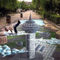 نقاشی سه‌بعدی برج میلاد در پارک هنرمندان