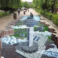 نقاشی سه‌بعدی برج میلاد در پارک هنرمندان