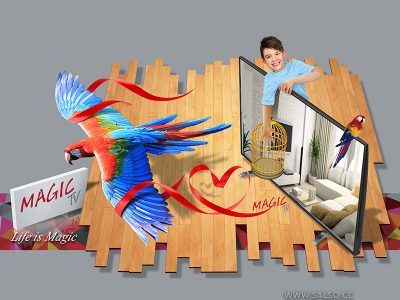 طرح سه بعدی روی جلد تلویزیون