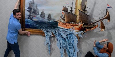 استیکر سه‌بعدی قاب عکس حمله دزدان دریایی