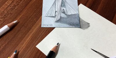 نقاشی سه بعدی برج آزادی خیلی کوچک