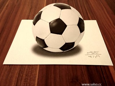 نقاشی سه بعدی توپ فوتبال