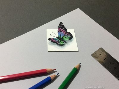 نقاشی سه بعدی پروانه کوچک