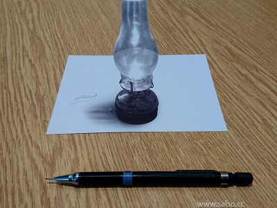 نقاشی سه بعدی چراغ نوستالژی