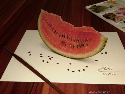 نقاشی سه بعدی هندوانه