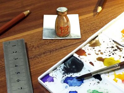 نقاشی سه بعدی شیر کاکائو خیلی کوچک