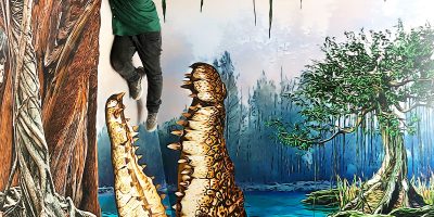 استیکر سه بعدی تمساح در جزیره کیش