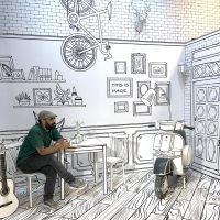 دکور کافه سیاه سفید